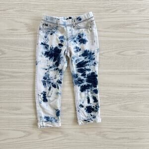 Jordache Girls Crop Jegging Blue White Tie-Dye Pull-on Bottoms S 6-6x